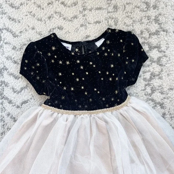 Girls Blueberi Boulevard Gold/Black Velvet Tulle Dress Size 5